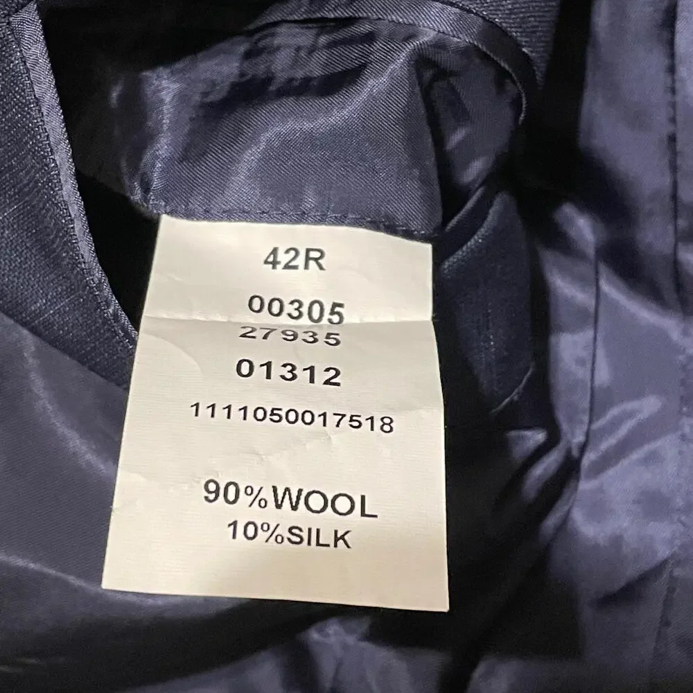 Jos A Bank Signature Collection Blazer Mens 42R Navy Blue Wool Silk Sport Coat
